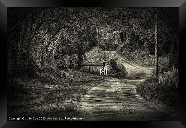On The Road Again, BW Framed Print by Julie Coe