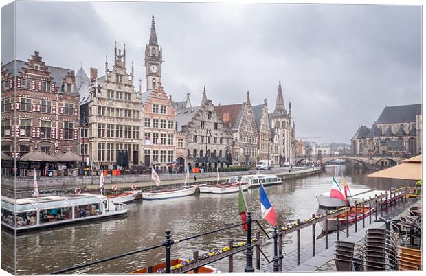 Riveside at Ghent in Belgium Canvas Print by Stephen Mole