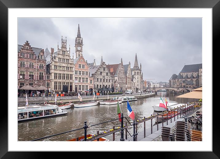 Riveside at Ghent in Belgium Framed Mounted Print by Stephen Mole