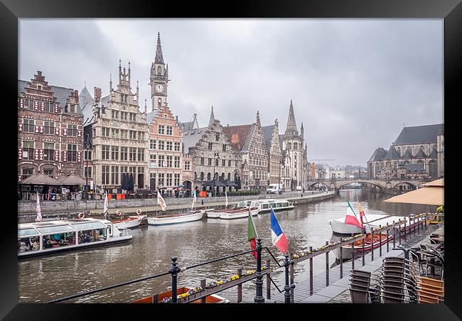 Riveside at Ghent in Belgium Framed Print by Stephen Mole