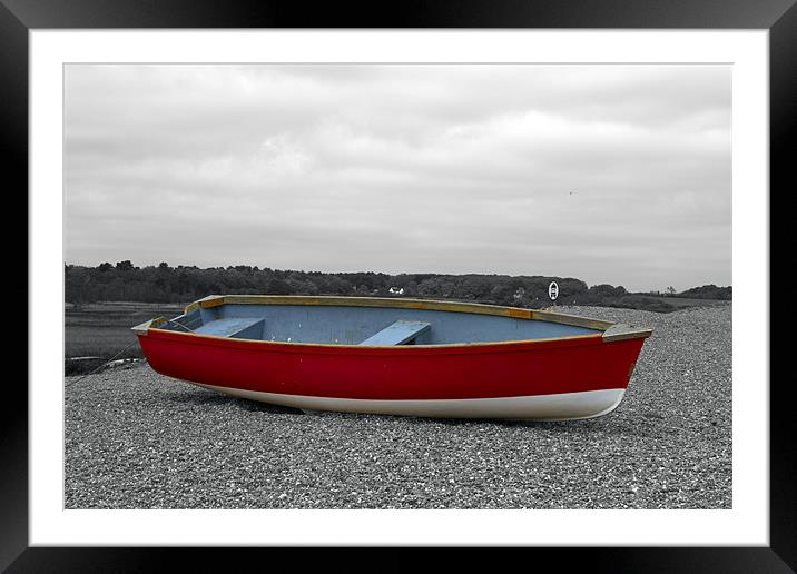Red Boat on Dunwich Beach Framed Mounted Print by Bill Simpson