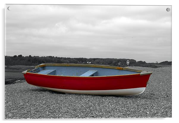 Red Boat on Dunwich Beach Acrylic by Bill Simpson