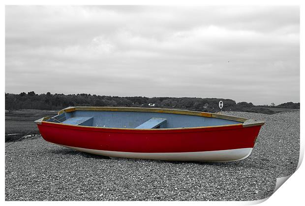 Red Boat on Dunwich Beach Print by Bill Simpson