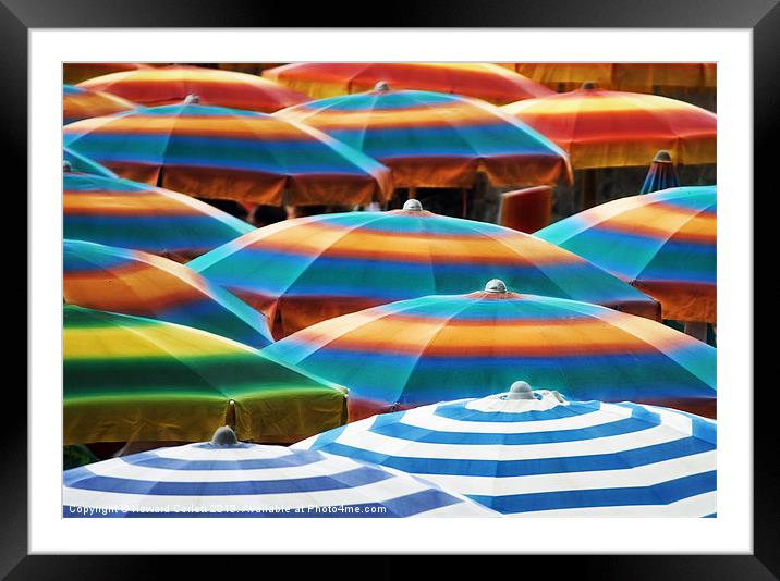 Beach umbrellas fractal Framed Mounted Print by Howard Corlett