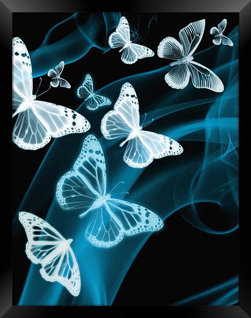 blue butterfly phone case Framed Print by Emma Ward