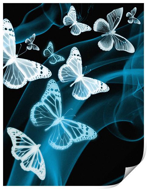 blue butterfly phone case Print by Emma Ward