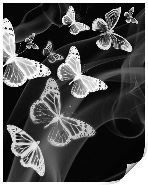 black white butterfly phone case Print by Emma Ward