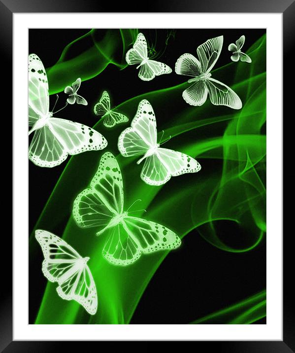 green butterfly phone case Framed Mounted Print by Emma Ward