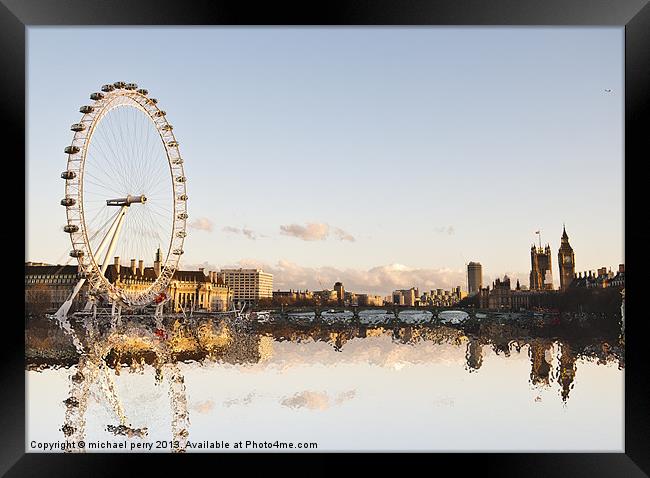 Thames-side Reflections Framed Print by michael perry