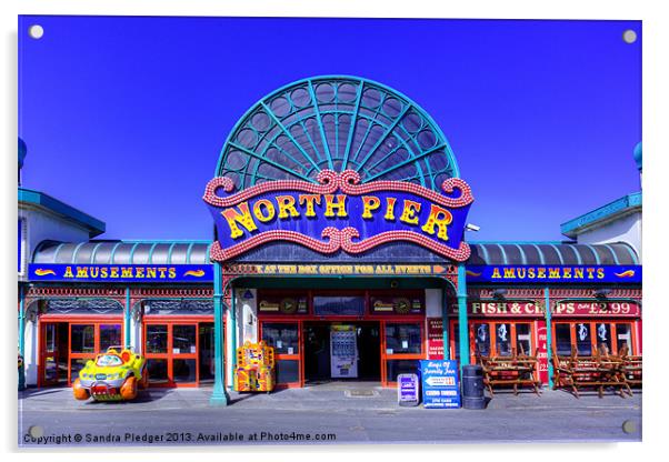 North Pier Blackpool Acrylic by Sandra Pledger