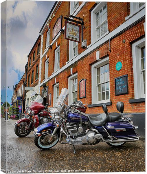 Harley and a pint Canvas Print by Mark Bunning