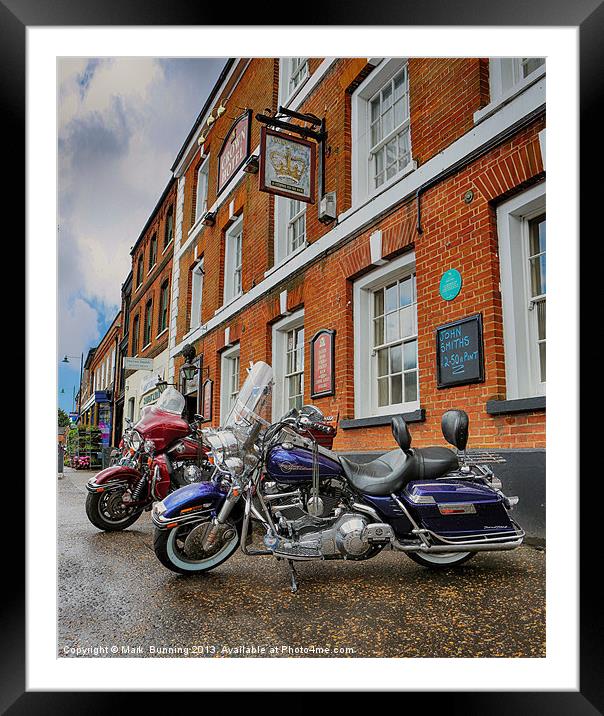 Harley and a pint Framed Mounted Print by Mark Bunning