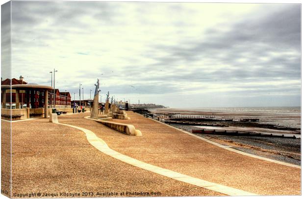 Cold Day on Cleveleys Promenade Canvas Print by Jacqui Kilcoyne