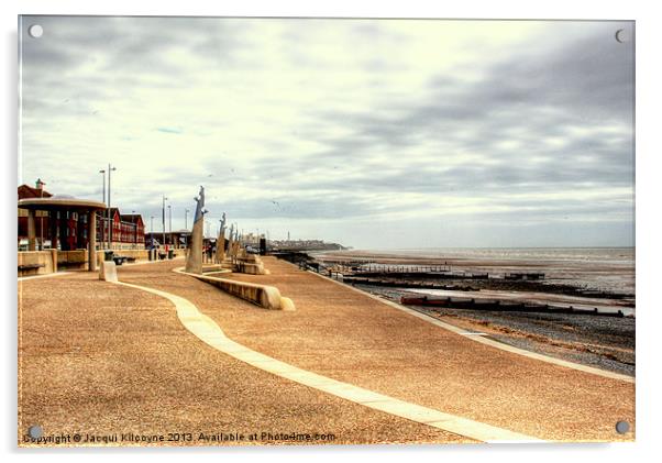 Cold Day on Cleveleys Promenade Acrylic by Jacqui Kilcoyne