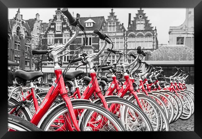 Red Bikes in Ghent Framed Print by Stephen Mole