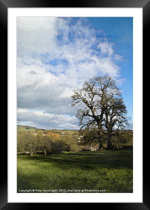 Rural scene with water colour effect. Framed Mounted Print by Pete Hemington