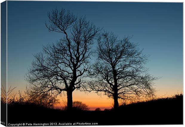 Sunset shilouette Canvas Print by Pete Hemington