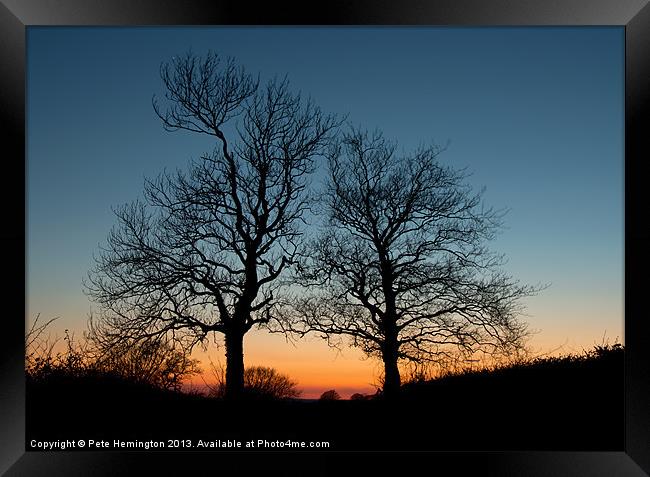 Sunset shilouette Framed Print by Pete Hemington