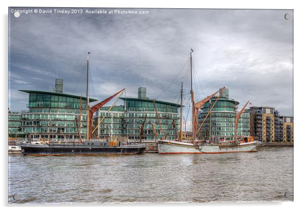 Thames Barges Acrylic by David Tinsley