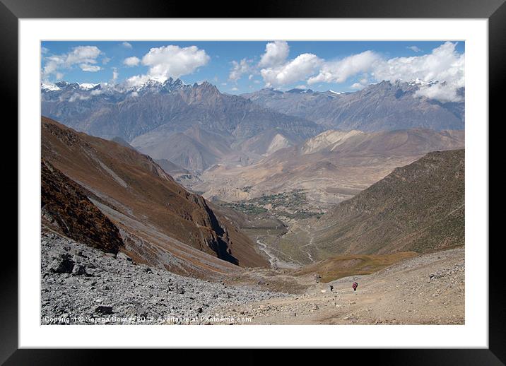 Descending Thorung La, Annapurna Circuit, Nepal Framed Mounted Print by Serena Bowles