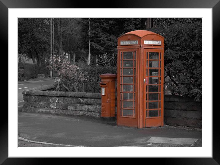 Lymm  Phonebox & Pillar Postbox Framed Mounted Print by Chris Reilly