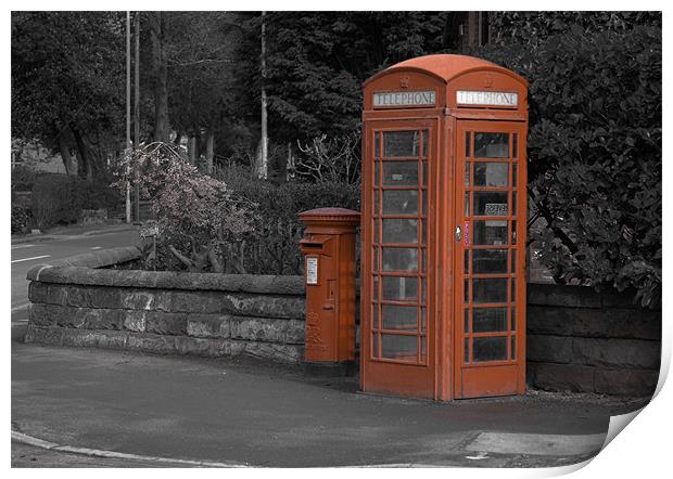 Lymm  Phonebox & Pillar Postbox Print by Chris Reilly