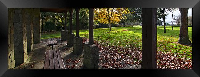 Autumn dawn in the park Framed Print by Paul May