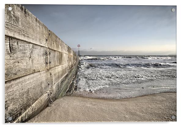 Long Groyne Bournemouth Beach Acrylic by Jennie Franklin