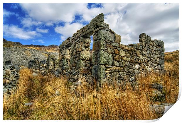 Cwmorthin Slate Ruins Print by Ian Mitchell