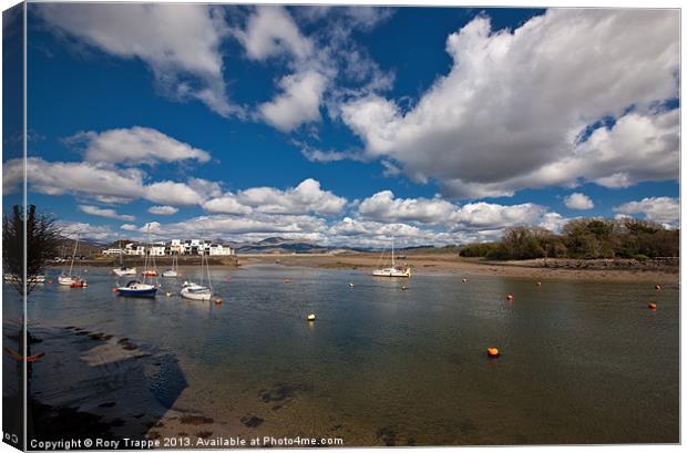 The entry to Porthmadog harbour Canvas Print by Rory Trappe