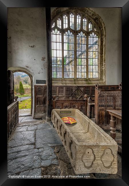Coffin at Gwydir Chapel Framed Print by Adrian Evans