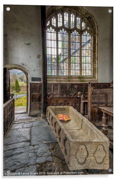 Coffin at Gwydir Chapel Acrylic by Adrian Evans