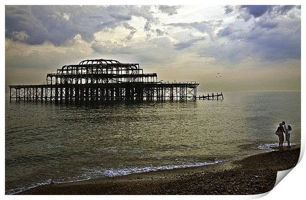 Sunset view of Brighton Pier Print by Sandra Thompson
