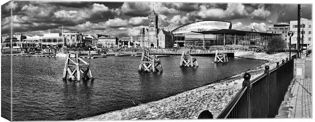 Cardiff Bay Panorama Mono Canvas Print by Steve Purnell