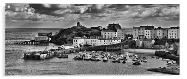 Tenby Panorama 1 Mono Acrylic by Steve Purnell