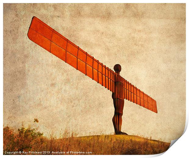 Angel Of The North Textured Print by Ray Pritchard
