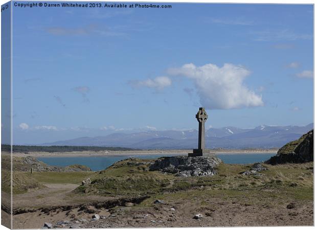 Celtic Cross Overlooking Snowdonia Canvas Print by Darren Whitehead