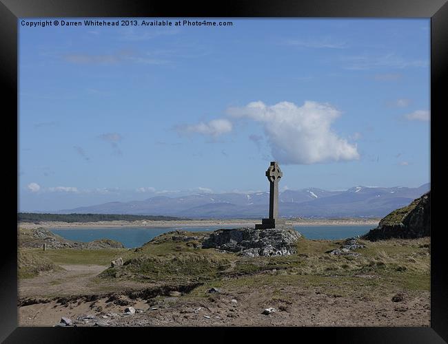 Celtic Cross Overlooking Snowdonia Framed Print by Darren Whitehead
