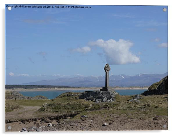 Celtic Cross Overlooking Snowdonia Acrylic by Darren Whitehead