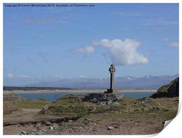 Celtic Cross Overlooking Snowdonia Print by Darren Whitehead