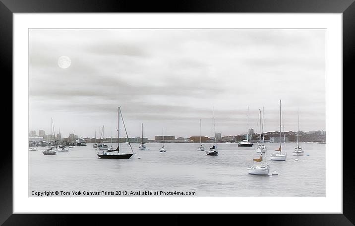 ANCHORED ON THE RIVER Framed Mounted Print by Tom York