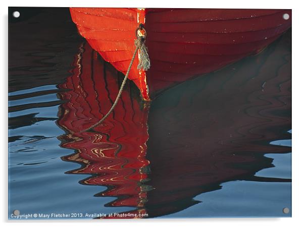 Red Bow Reflection Acrylic by Mary Fletcher
