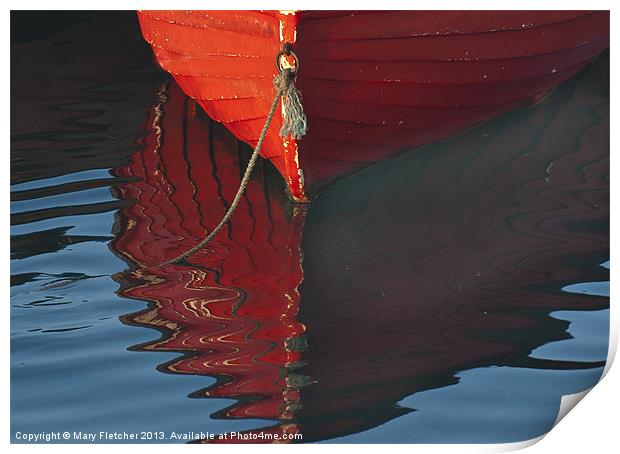 Red Bow Reflection Print by Mary Fletcher