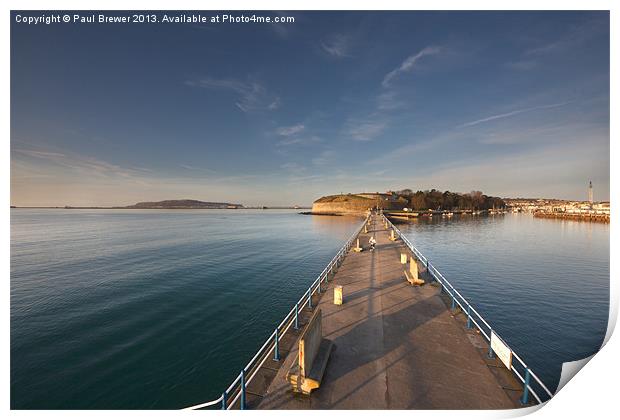 Stone Pier and Nothe Fort Print by Paul Brewer
