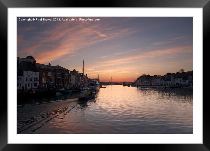 Weymouth Harbour at Sunrise. Framed Mounted Print by Paul Brewer