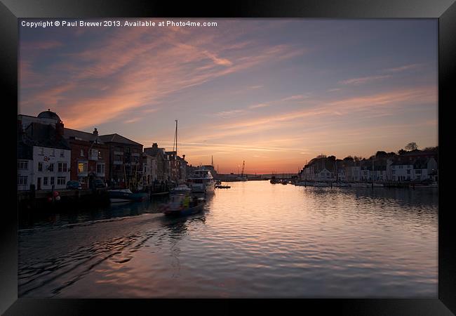 Weymouth Harbour at Sunrise. Framed Print by Paul Brewer