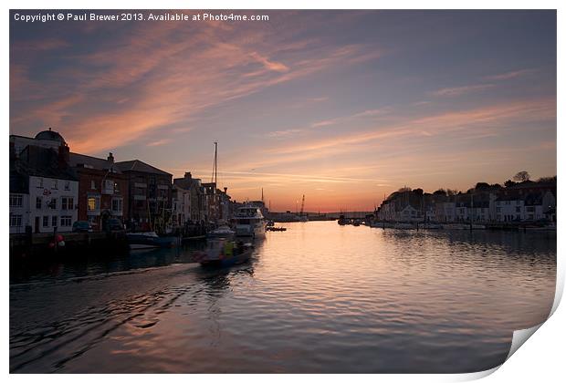 Weymouth Harbour at Sunrise. Print by Paul Brewer