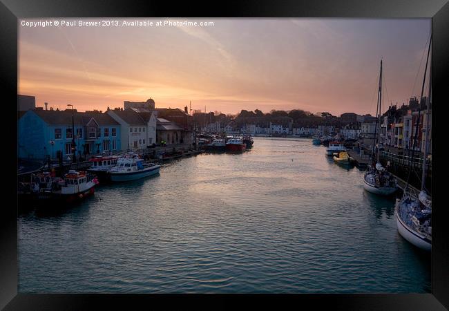 Weymouth Harbour at Sunrise Framed Print by Paul Brewer