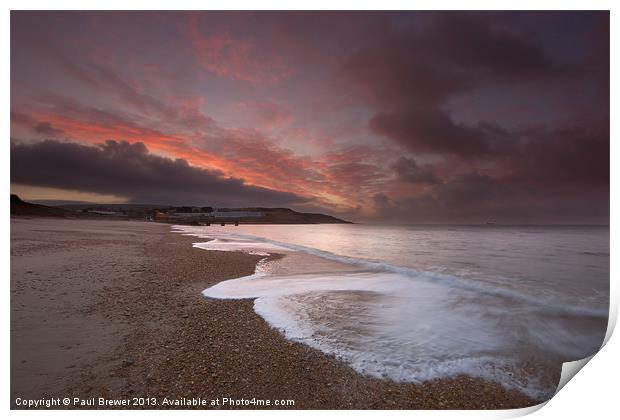 Bowleaze Cove stormy morning Print by Paul Brewer