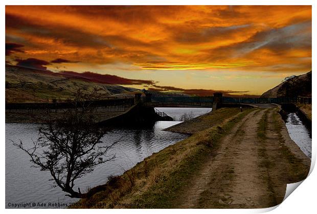 Walk across the reservoir Print by Ade Robbins